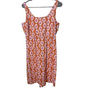 Tommy Bahama Tropical Print Dress M Orange Pink Sleeveless Resort